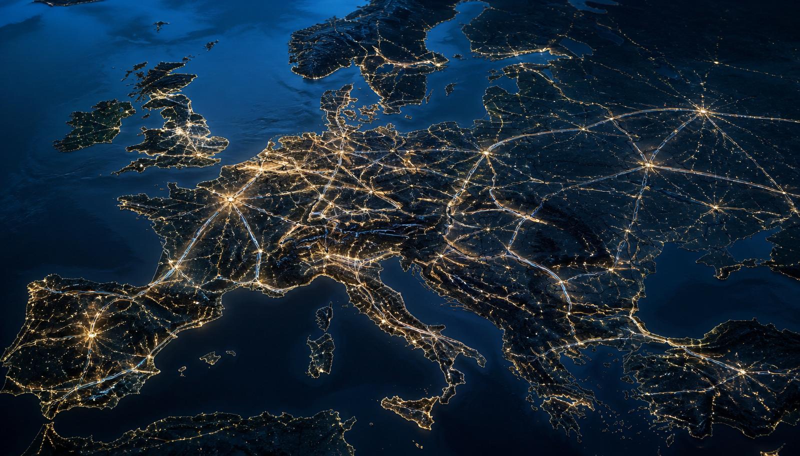 European logistics network at night